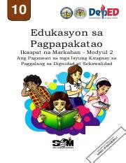 Grade 10 Edukasyon sa Pagpakatao Modyul: Isyung Kaugnay sa .